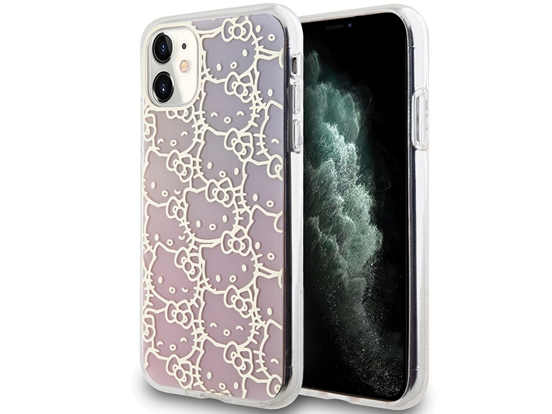 Hello Kitty Iml Gradient Electrop Crowded Kitty Head Case Für Iphone 11 / Xr - Pink