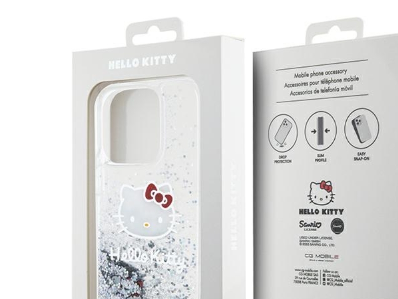 Sourcing Hello Kitty Hkhcp14l Iphone 14 Pro 6,1" Silver/Silver Hardcase Liquid Glitter Charms Kitty Head