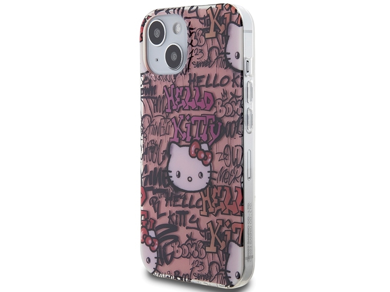 Hello Kitty Iphone 15 / 14 / 13 6,1" Hardcase Pink/Pink Iml Tags Graffiti