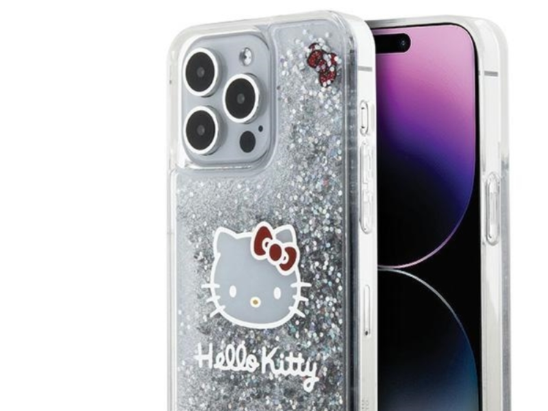 Hello Kitty Hkhcp15xlikhet Iphone 15 Pro Max 6,7" Sølv/Sølv Hardcase Liquid Glitter Charms Kitty Head