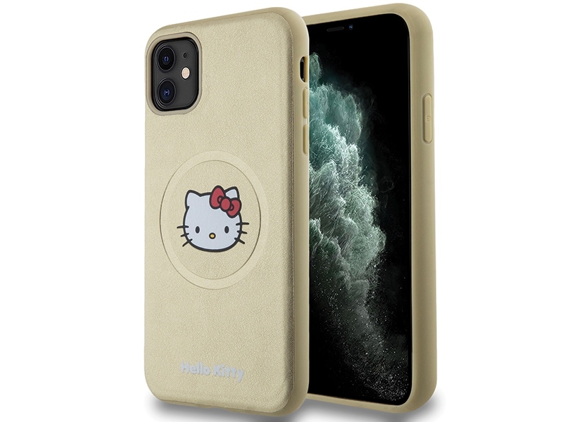 Hello Kitty Hkhmn61pghckd Iphone 11 / Xr 6,1" Guld/Guld Hardcase Læder M. Kitty Head Magsafe