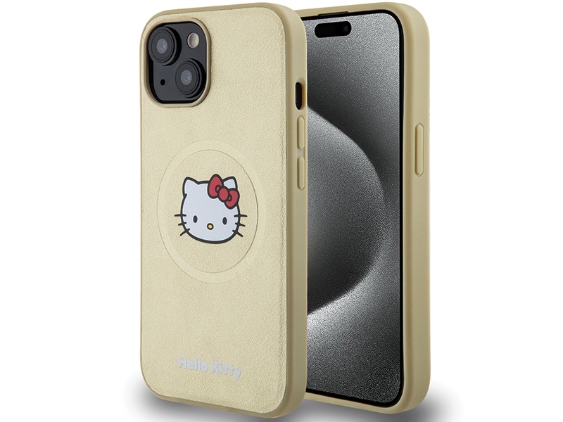 Sourcing Hello Kitty Hkhmp15spghckd Iphone 15 / 14 / 13 6.1" Guld/Guld Hardcase Læder Kitty Head Magsafe