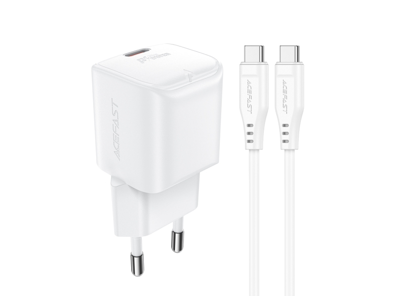 Acefast A73 Mini Pd 20W Gan-Wandladegerät + Usb-C-Kabel - Weiß