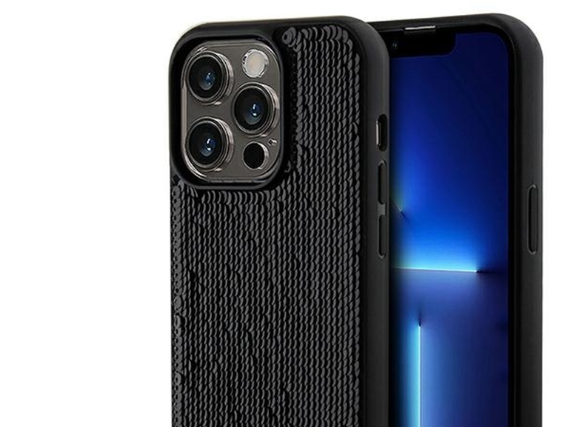 Guess Sequin Script Metallhülle Für Iphone 14 Pro - Schwarz