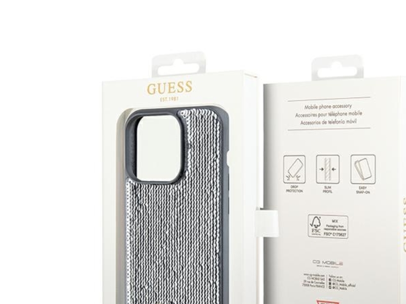 Guess Guhcp14xpsfdgss Iphone 14 Pro Max 6,7" Silber/Silber Hartschalenetui Sequin Script Metall