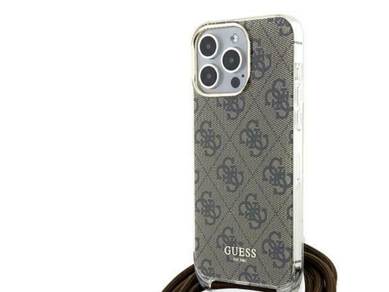 Guess Crossbody-Snorrem 4G-Print Cover Til Iphone 15 Pro - Brun