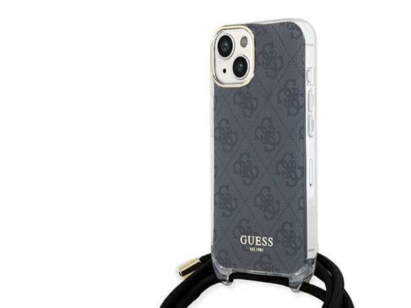 Guess Crossbody-Strap Etui 4G Med Print Til Iphone 15/14/13 - Sort