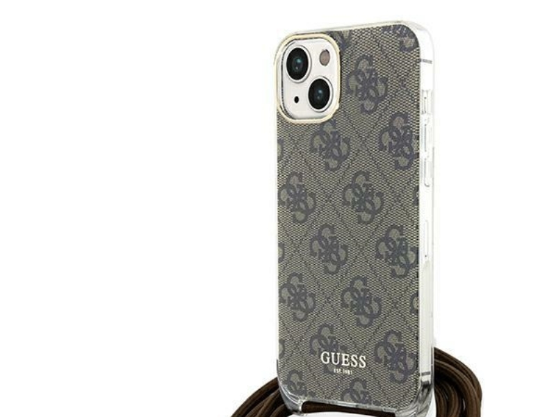 Guess Crossbody Cord 4G Printcover Til Iphone 15 / 14 / 13 - Brun