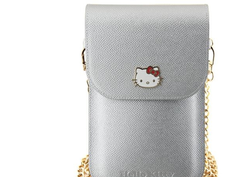 Hello Kitty odinis dėklas krepšys Metal Logo Chain (HKOWBPGHDLMS) sidabrinės spalvos