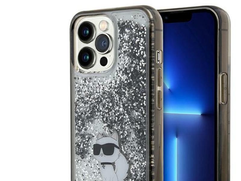 Karl Lagerfeld Flydende Glitter Choupette-Cover Til Iphone 13 Pro / 13 - Transparent