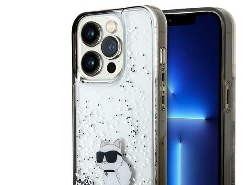 Karl Lagerfeld Karl Lagerfeld Klhcp14xlkcnsk Iphone 14 Pro Max 6.7" Transparentes Hardcase Liquid Glitter Choupette