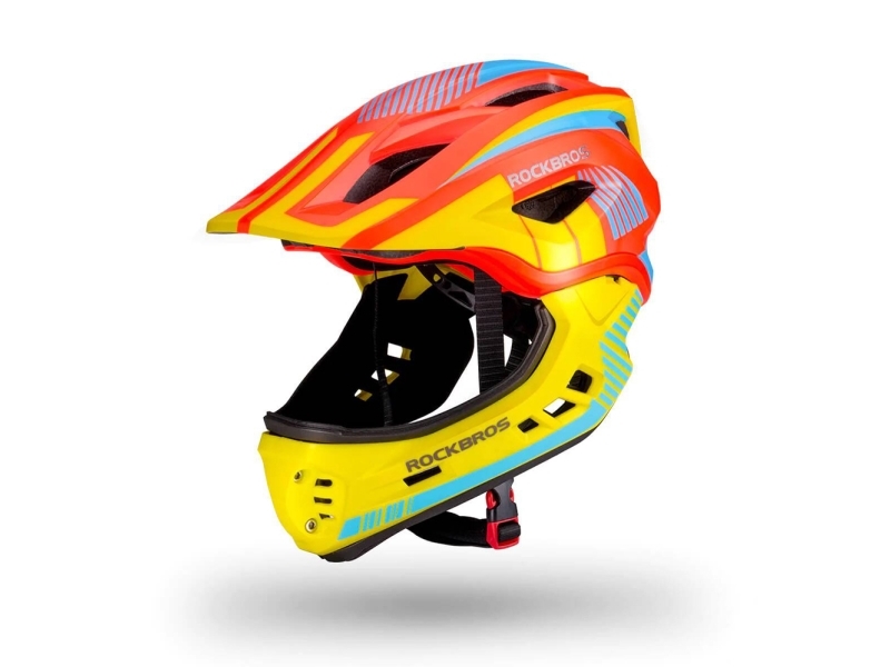 Rockbros TT-32SOYB-S barncykelhj&auml;lm med avtagbar haKr&auml;m  S - gul-orange