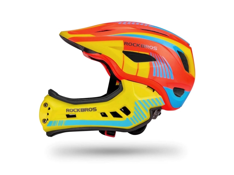 Rockbros TT-32SOYB-S children's bicycle helmet with detachable chinbar size S - yellow-orange