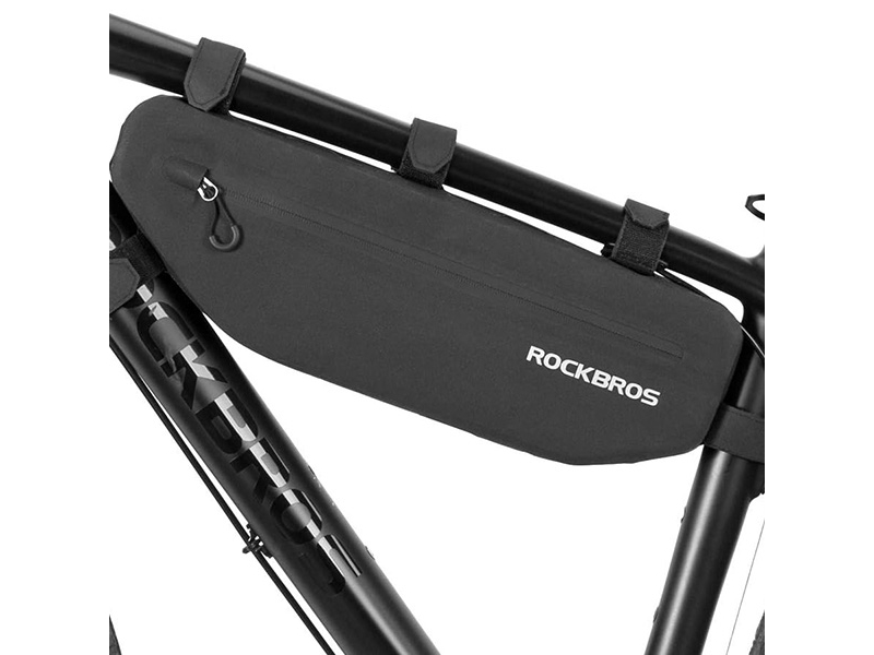 Rockbros Vandtæt Cykeltaske Med Velcro Til Stel 3L - Sort