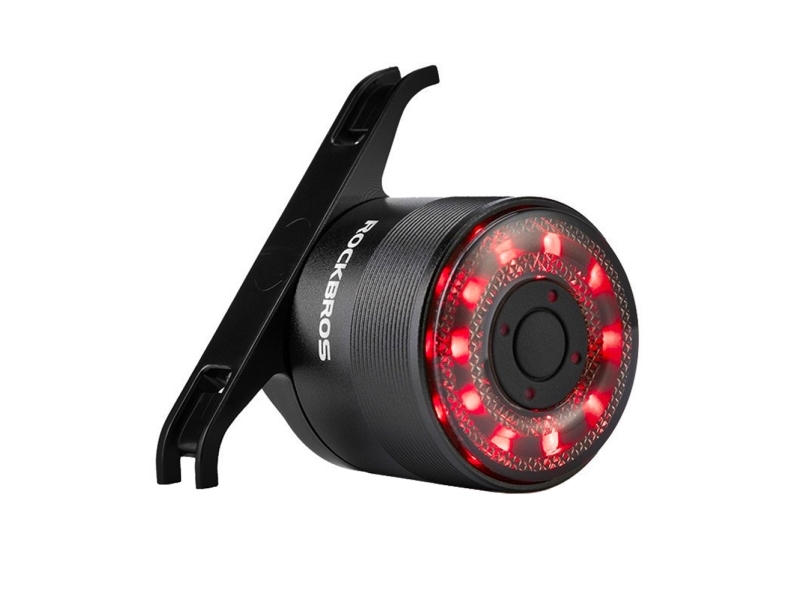RockBros baglygter Q1 7 farver LED strobe + USB-C til USB-A kabel (sort)