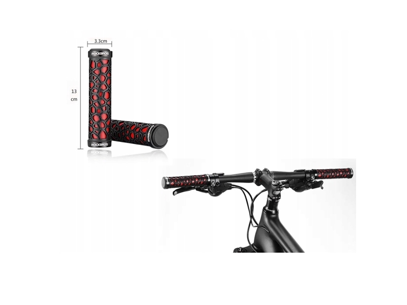 RockBros sykkelgrep i gummi med festbar Ø22 mm sort-rød ROCKBROS