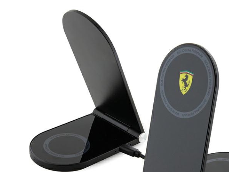 Ferrari Gedrucktes Logo Magsafe Faltbares 2-In-1 15W Induktionsladegerät - Schwarz