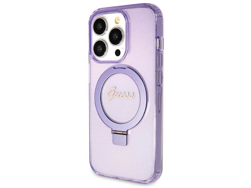 Guess Ring Stand Script Glitter Magsafe Cover Til Iphone 13 Pro Max – Lilla