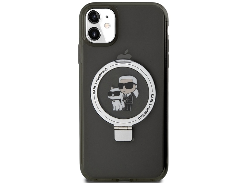 Karl Lagerfeld Ringholder Karl&Choupette Magsafe Cover Til Iphone 11 / Xr - Sort