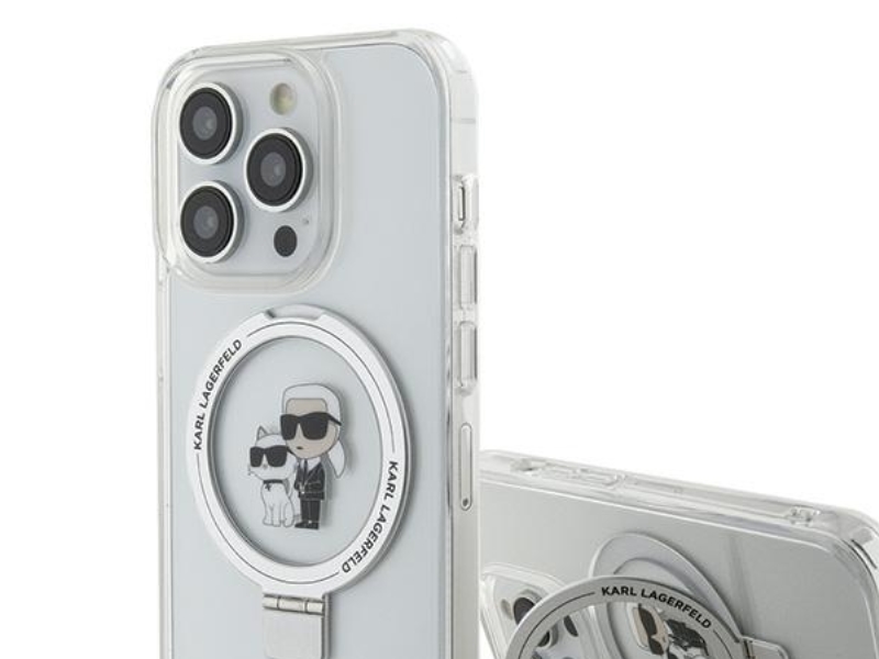 Karl Lagerfeld Ring Stand Karl&Choupette Magsafe-Cover Til Iphone 13 Pro / 13 - Hvid