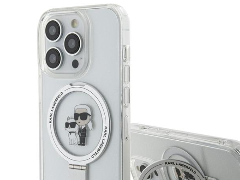 Karl Lagerfeld Ring Stand Karl&Choupette Magsafe Cover Til Iphone 13 Pro Max - Hvid