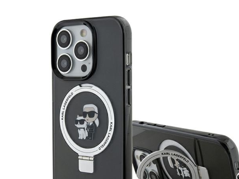 Hurtel Karl Lagerfeld Ringstativ Karl&Choupette Magsafe-Etui Til Iphone 13 Pro Max - Sort