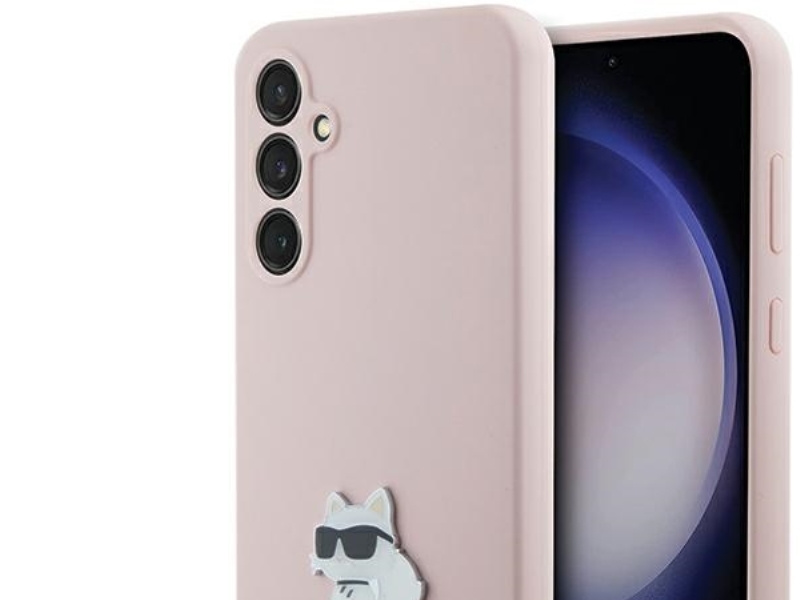 Karl Lagerfeld Silikon Choupette Metal Pin Case Für Samsung Galaxy S23 Fe - Pink