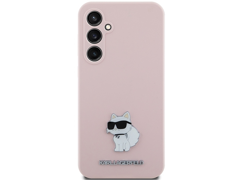 Karl Lagerfeld Silikon Choupette Metal Pin Case Für Samsung Galaxy S23 Fe - Pink