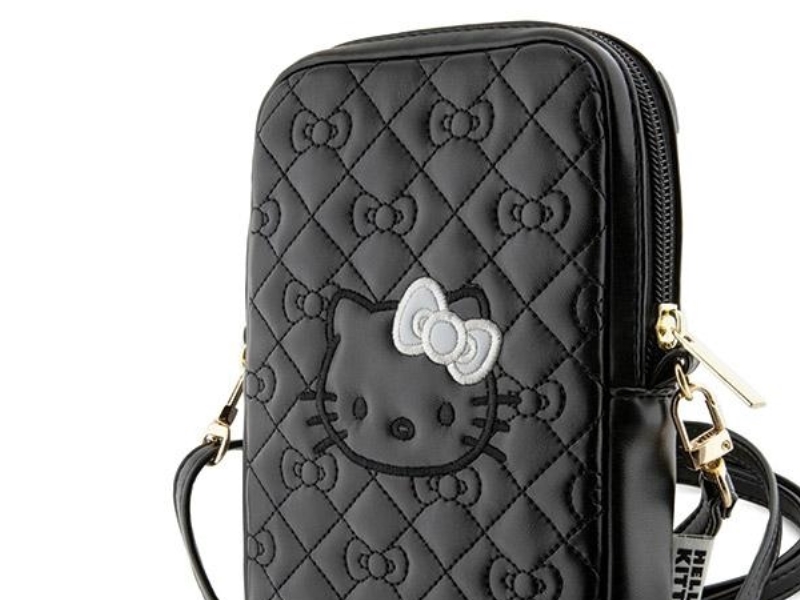 Hello Kitty Quilted Bows Strap Handbag - black