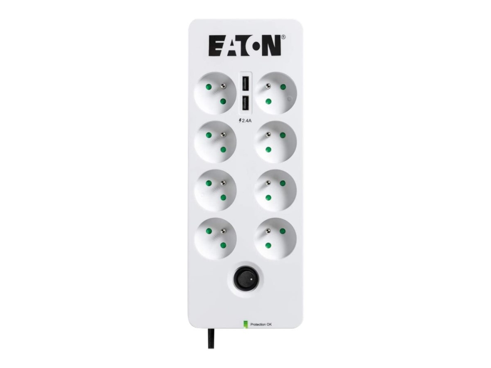 Eaton Protection Box - Strømstødsbeskytter - Ac 220-250 V - 2500 Watt - Output-Stikforbindelser: 8 - Hvid