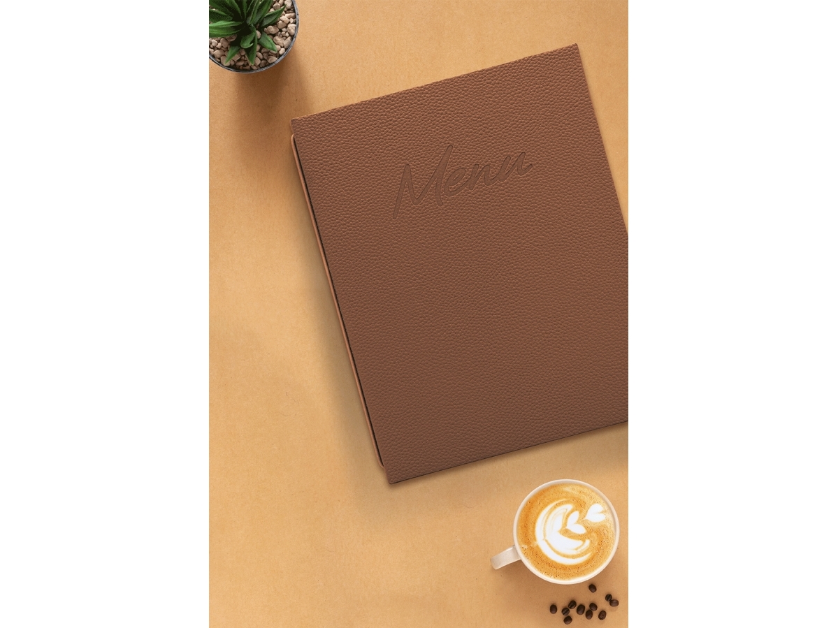 Securit® A4 SIGNATURE menuomslag m/2 lommer, brun | Bordssättning - Bar & vin - Menykort | GameStuff
