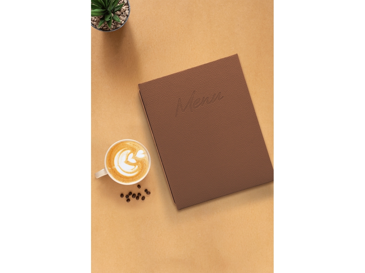 Securit® A5 SIGNATURE menuomslag m/2 lommer, brun | Bordssättning - Bar & vin - Menykort | GameStuff