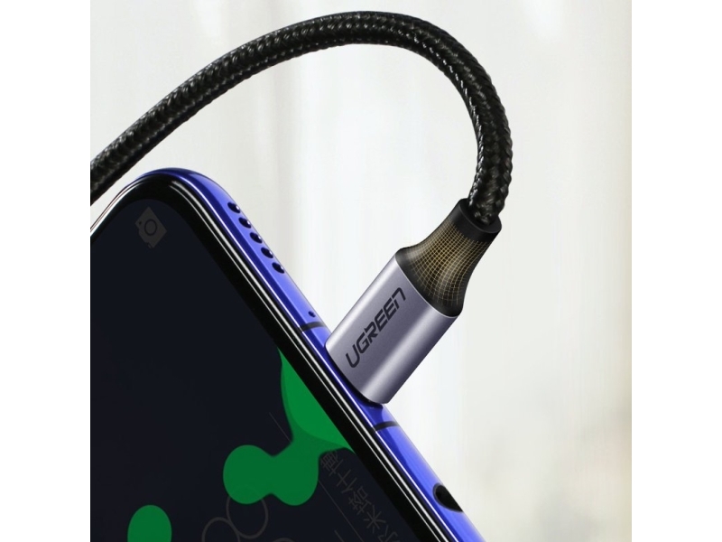 Ugreen Us255 50125 Usb-C (Lige) / Usb-C (Vinkel) Pd Qc-Kabel 60W 3A 2M - Grå