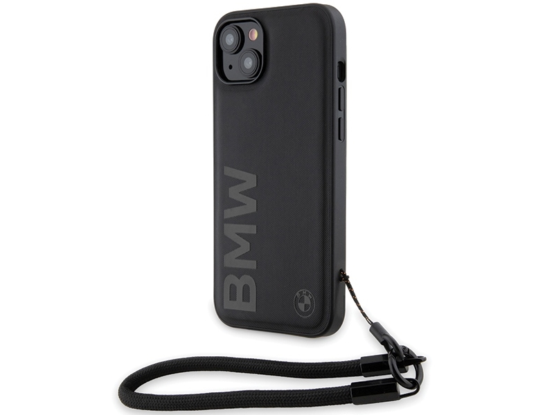 Bmw Signature Leder-Wordmark Cord Case Für Iphone 15 Plus / 14 Plus - Schwarz