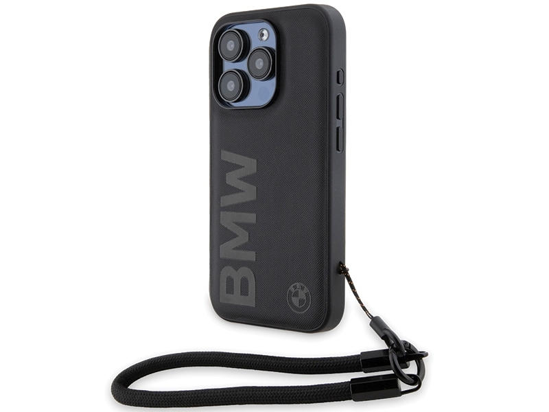 Bmw Signature Læder Ordmærke Cover Til Iphone 15 Pro Max - Sort
