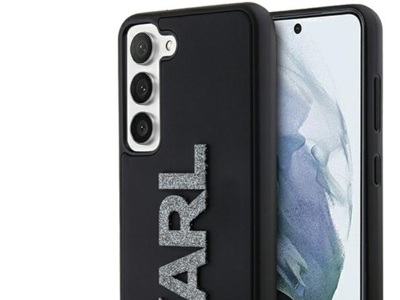 Karl Lagerfeld 3D Gummi Glimmer-Logo Cover Til Samsung Galaxy S23+ – Sort