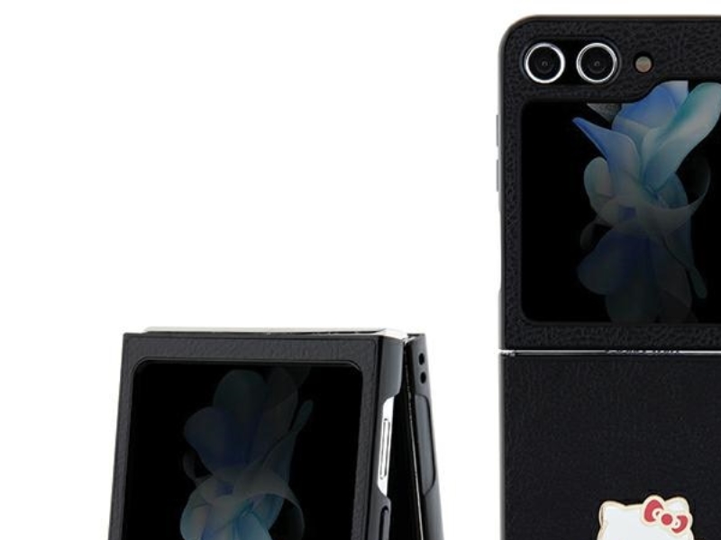 Hello Kitty Hardcase Mit Metal-Logo Für Z Flip5 F731 Schwarz/Schwarz