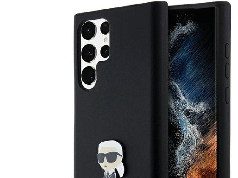 Hurtel Karl Lagerfeld Silikone Ikonik Metal Kuffert Til Samsung Galaxy S23 Ultra - Sort