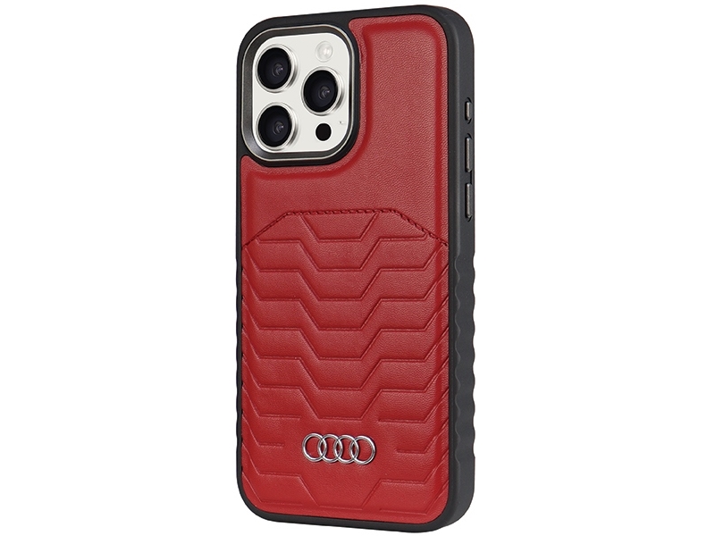 Audi Syntetisk Lædercover Med Magsafe Til Iphone 14 Pro Max - Rød