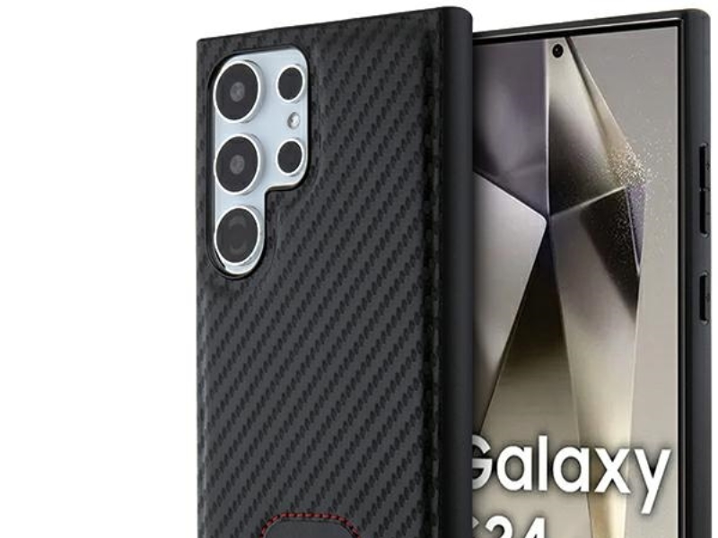 Ferrari Carbon Stitched Bundcover Til Samsung Galaxy S24 Ultra - Sort
