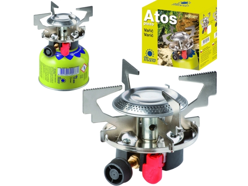 Portabelt gasolkök för gaspatroner (gänga eller ventil) ATOS piezo-tändning 1,8 kW | Köksapparater - Storköksutrustning - Övriga | GameStuff