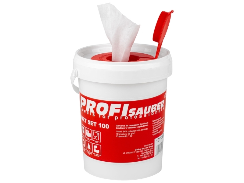 ProfiSauber WET SET 100 rengøringsklude i spand med dispenser