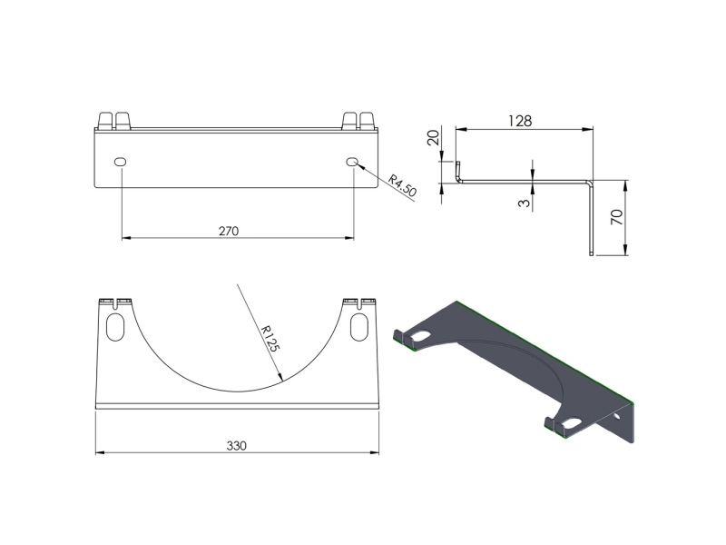 Pro-Line Wall holder for 1 gas cylinder, max. diameter 250 mm PRO-LINE cylinders