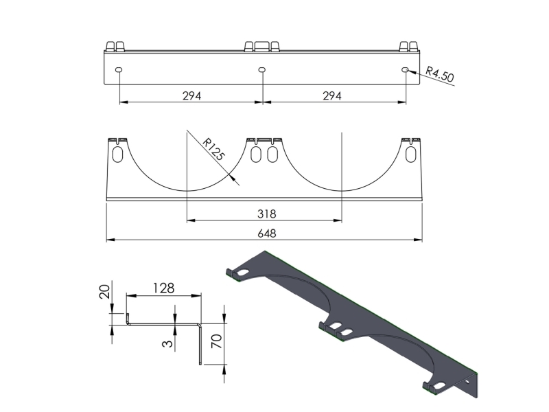 Vægbeslag til 2 gasflasker, maks. diameter 250 mm PRO-LINE gasflasker