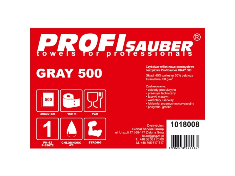Profi Sauber Pilka Neaustinė Pramoninė Valymo Šluostė Profisauber Pilkas 500
