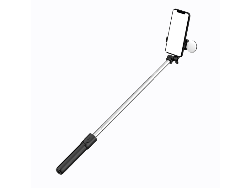 Selfie-stick Hurtel Selfie stick WR1YXS teleskopisk tripod 0,71 m med rund lampe – sort