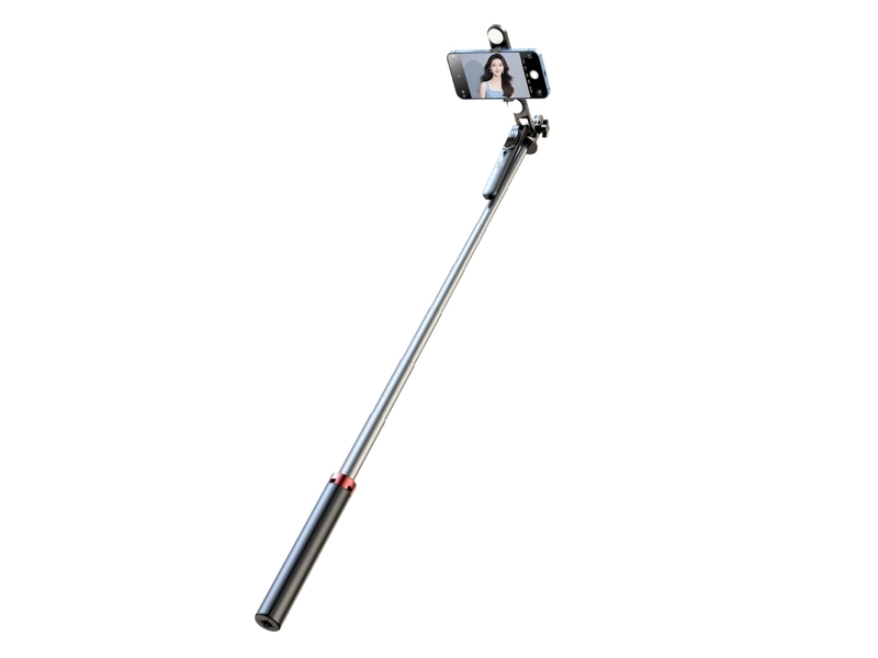 Wozinsky Selfie stick WH181D-Y1S Telescopic Tripod 1.75m Aluminum Alloy with Dual Lamp and Phone Holder - Black