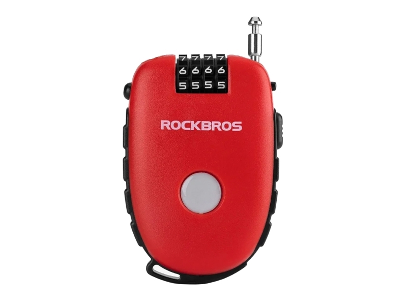 Rockbros Cykellås 32420981001 Med Rullet Kabel – Rød