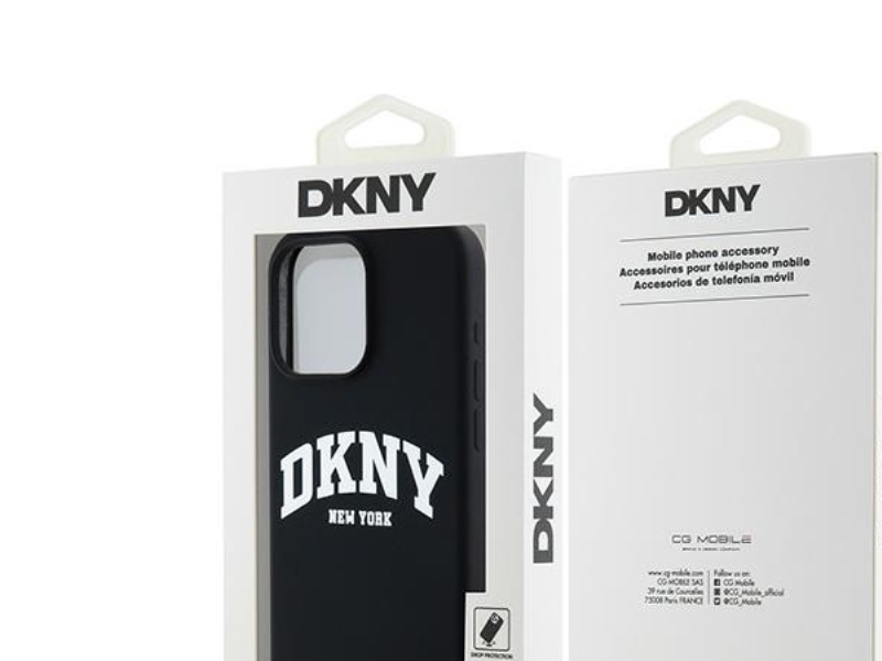 Dkny Flydende Silikone Hvidt Printet Logo Magsafe Iphone 13 Pro Max Cover - Sort