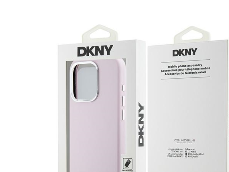Dkny Flydende Silikone Lille Metal-Logo Magsafe Cover Til Iphone 14 Pro - Pink